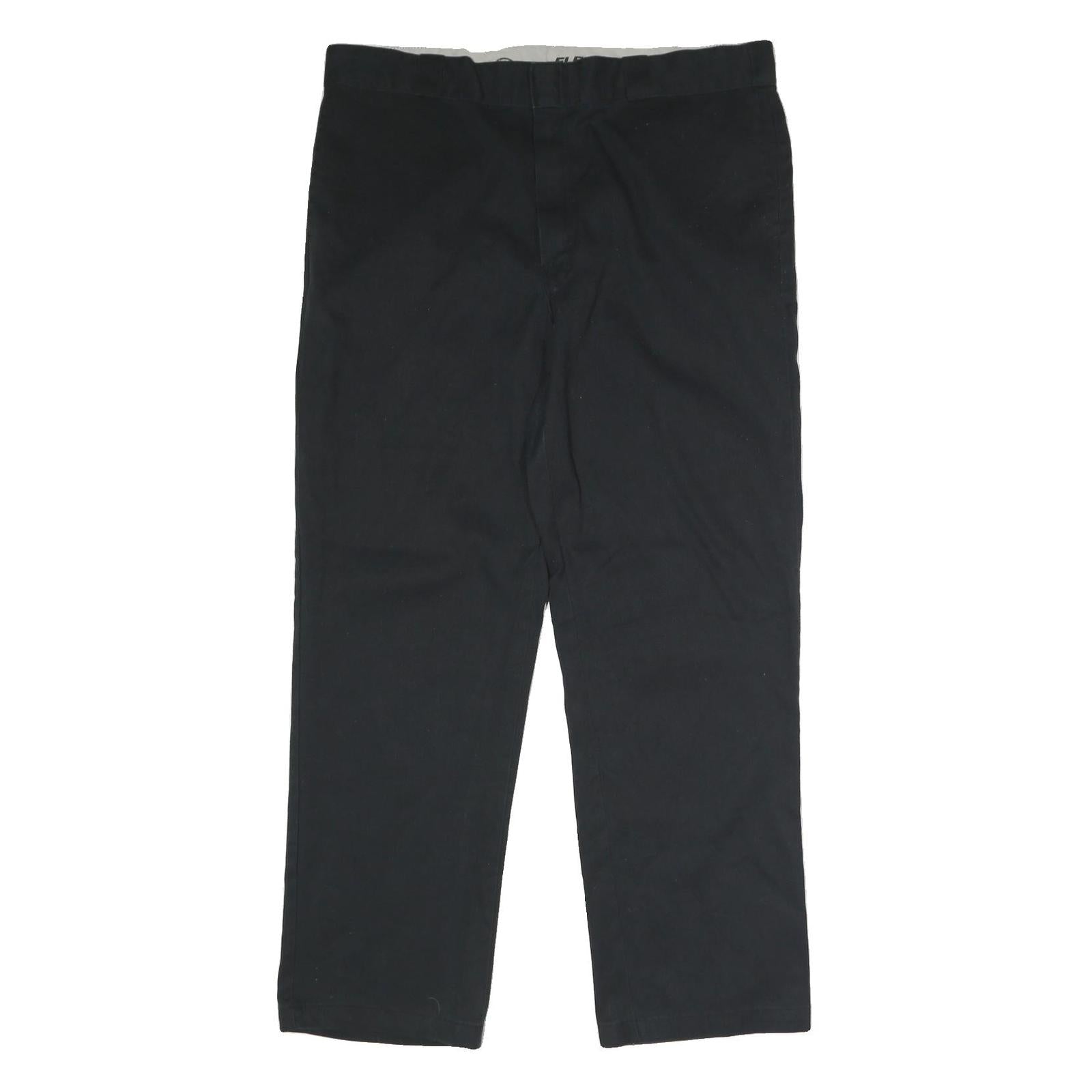 DICKIES Mens Classic Black Polyester Blend Trousers W40 L32 Zip Closure