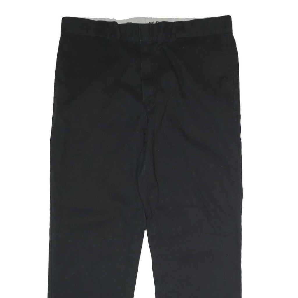 DICKIES Mens Classic Black Polyester Blend Trousers W40 L32 Zip Closure