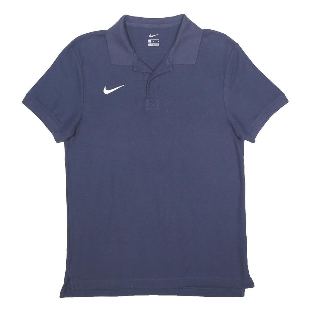 NIKE Mens Blue Short Sleeve Plain Polo Shirt M Cotton Classic Sportswear