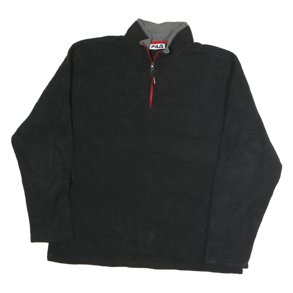 FILA Mens Black Plain Pullover Crew Neck Basic Knit 2XL Sportswear