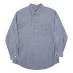 CHAPS RALPH LAUREN Mens Blue Plain Cotton Blend Shirt L Classic Button-Down