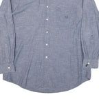 CHAPS RALPH LAUREN Mens Blue Plain Cotton Blend Shirt L Classic Button-Down