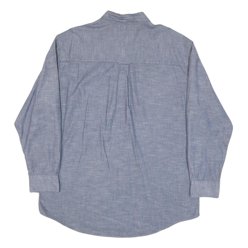 CHAPS RALPH LAUREN Mens Blue Plain Cotton Blend Shirt L Classic Button-Down