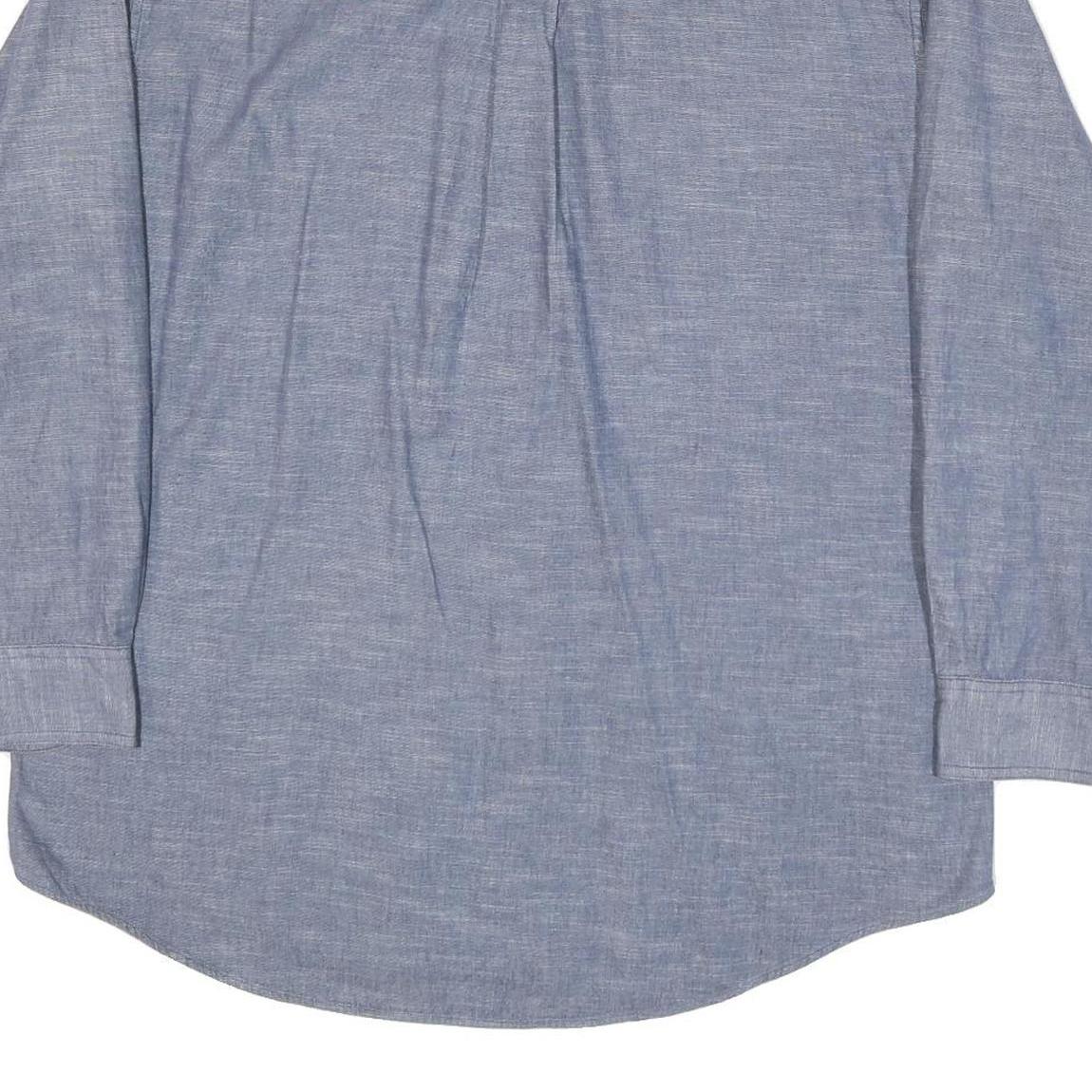 CHAPS RALPH LAUREN Mens Blue Plain Cotton Blend Shirt L Classic Button-Down