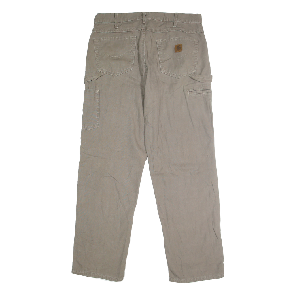 CARHARTT Mens Cotton Beige Loose Straight Trousers W34 L32 Workwear Casual
