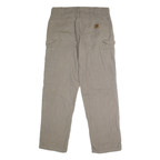 CARHARTT Mens Cotton Beige Loose Straight Trousers W34 L32 Workwear Casual