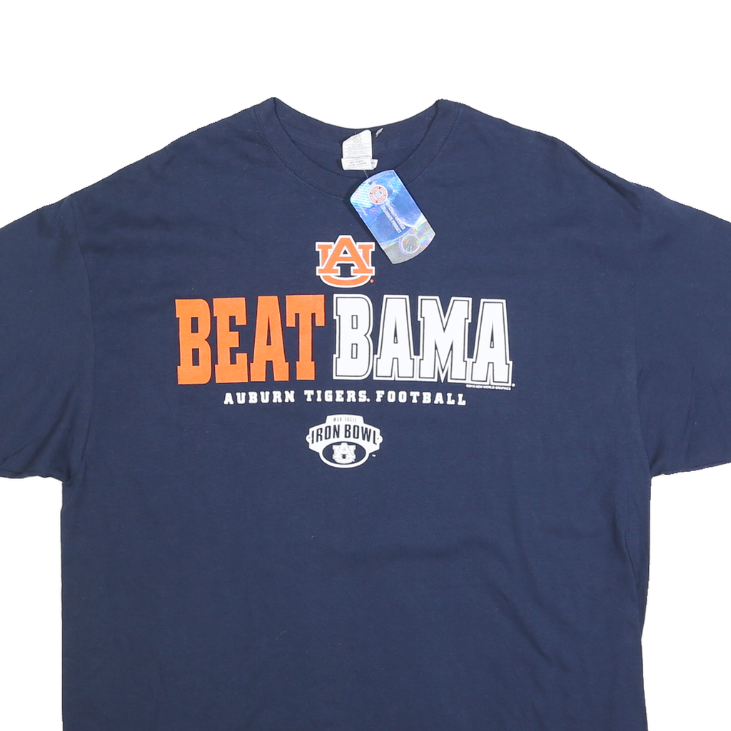 GILDAN Mens Blue Auburn Tigers Football Graphic T-Shirt XL Short Sleeve Crew