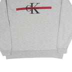 CALVIN KLEIN JEANS Mens Grey Crew Neck M Cotton Sweatshirt Logo Red Stripe