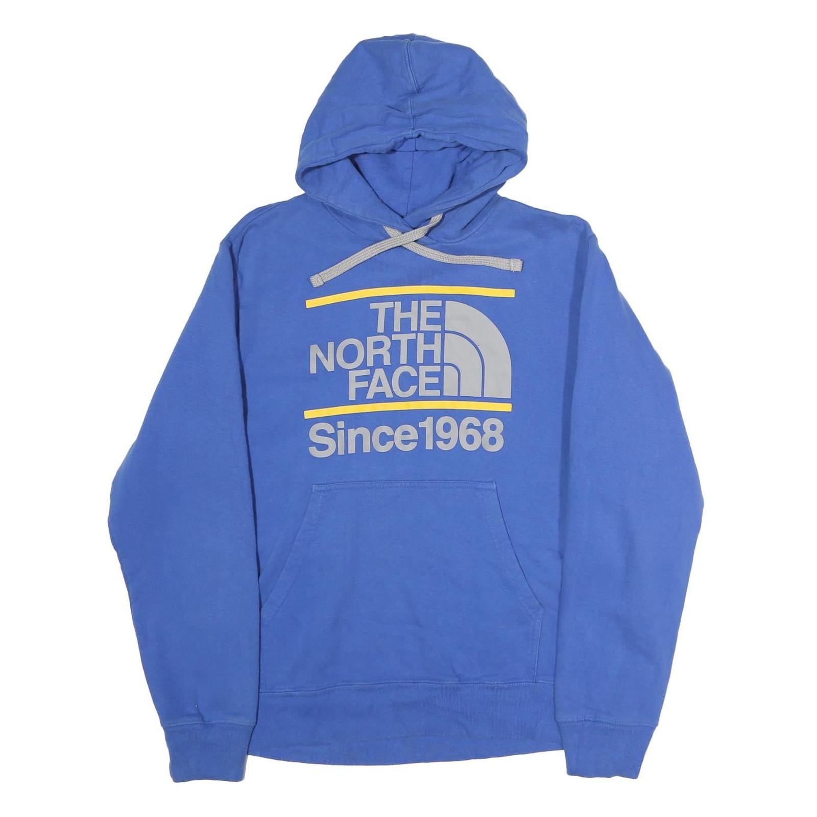 THE NORTH FACE Mens Blue Hoodie M Cotton Logo Print Pullover Drawstring Hood