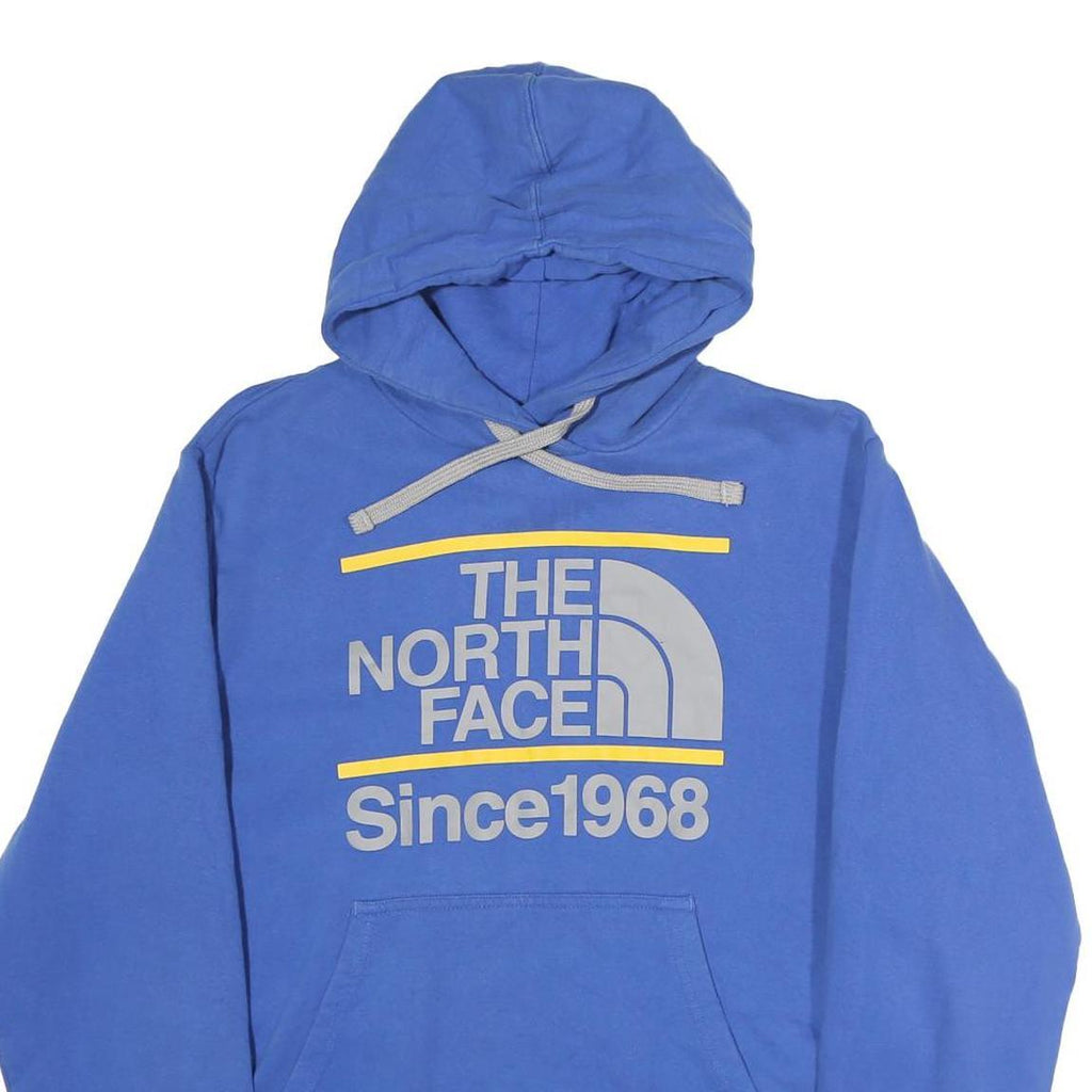 THE NORTH FACE Mens Blue Hoodie M Cotton Logo Print Pullover Drawstring Hood