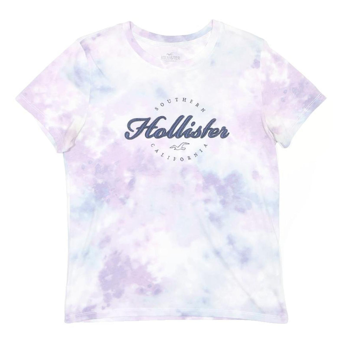 HOLLISTER Womens Purple & Blue Tie Dye Graphic T-Shirt M Short Sleeve Crew Neck
