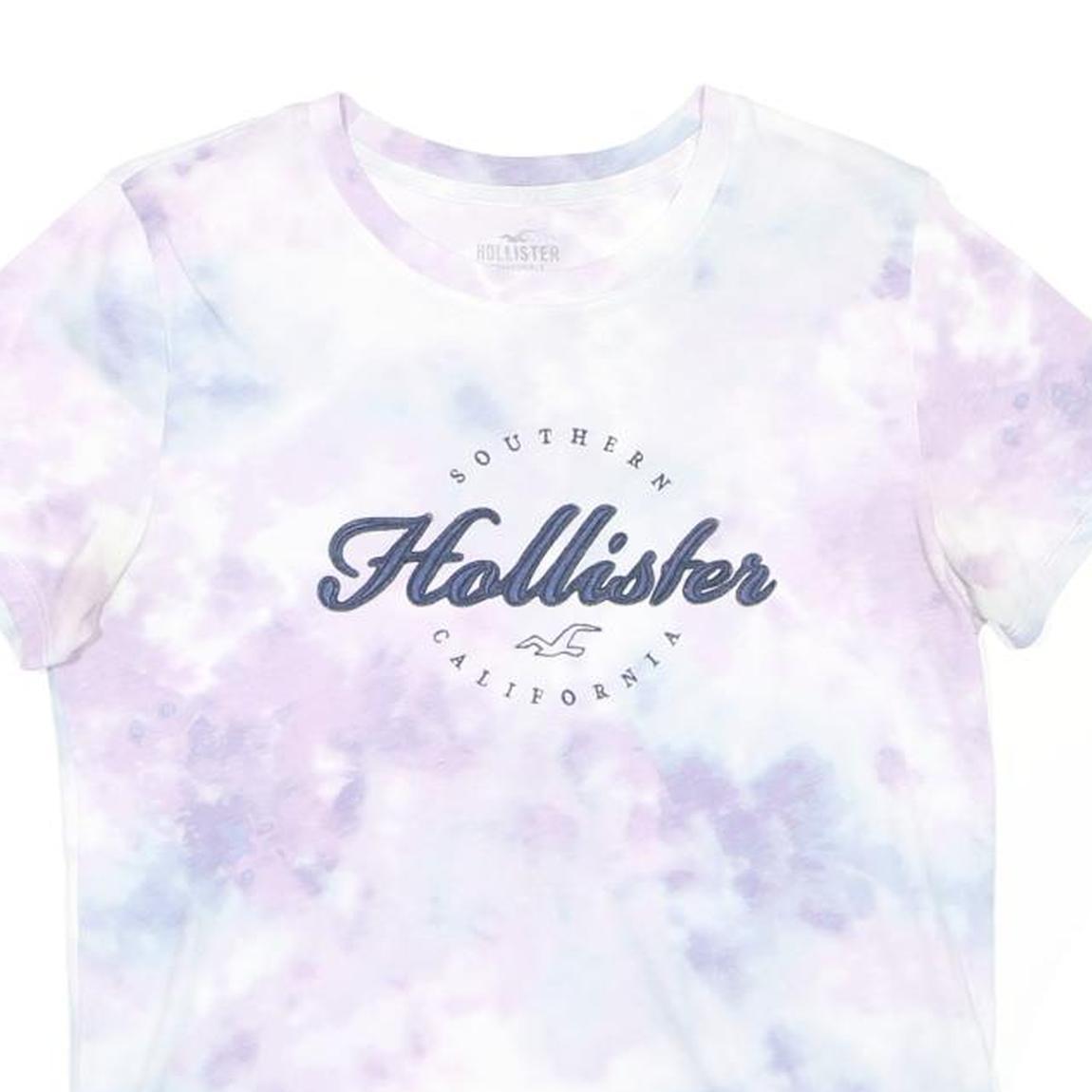 HOLLISTER Womens Purple & Blue Tie Dye Graphic T-Shirt M Short Sleeve Crew Neck