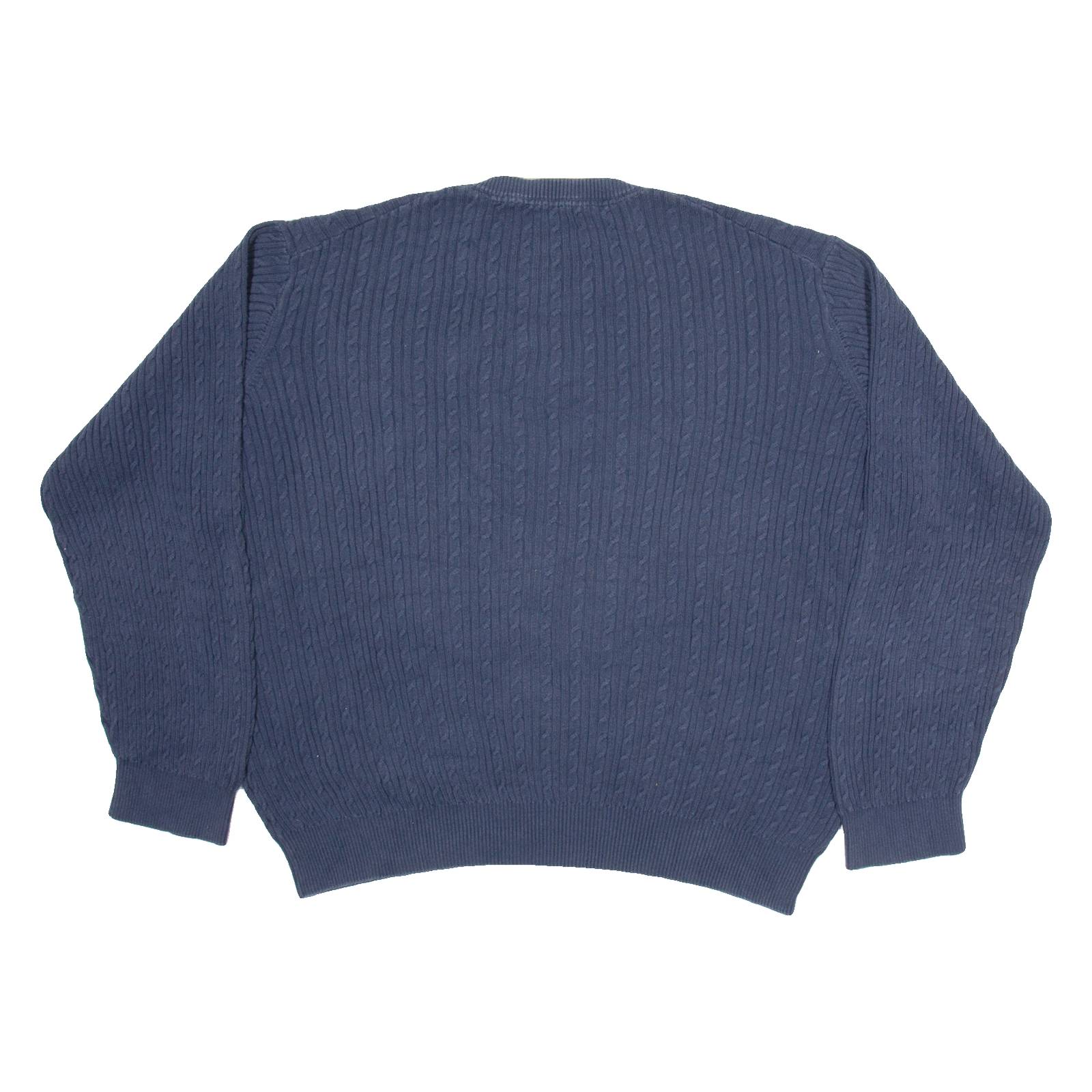 TOMMY HILFIGER Mens Jumper Blue Cable Knit 2XL