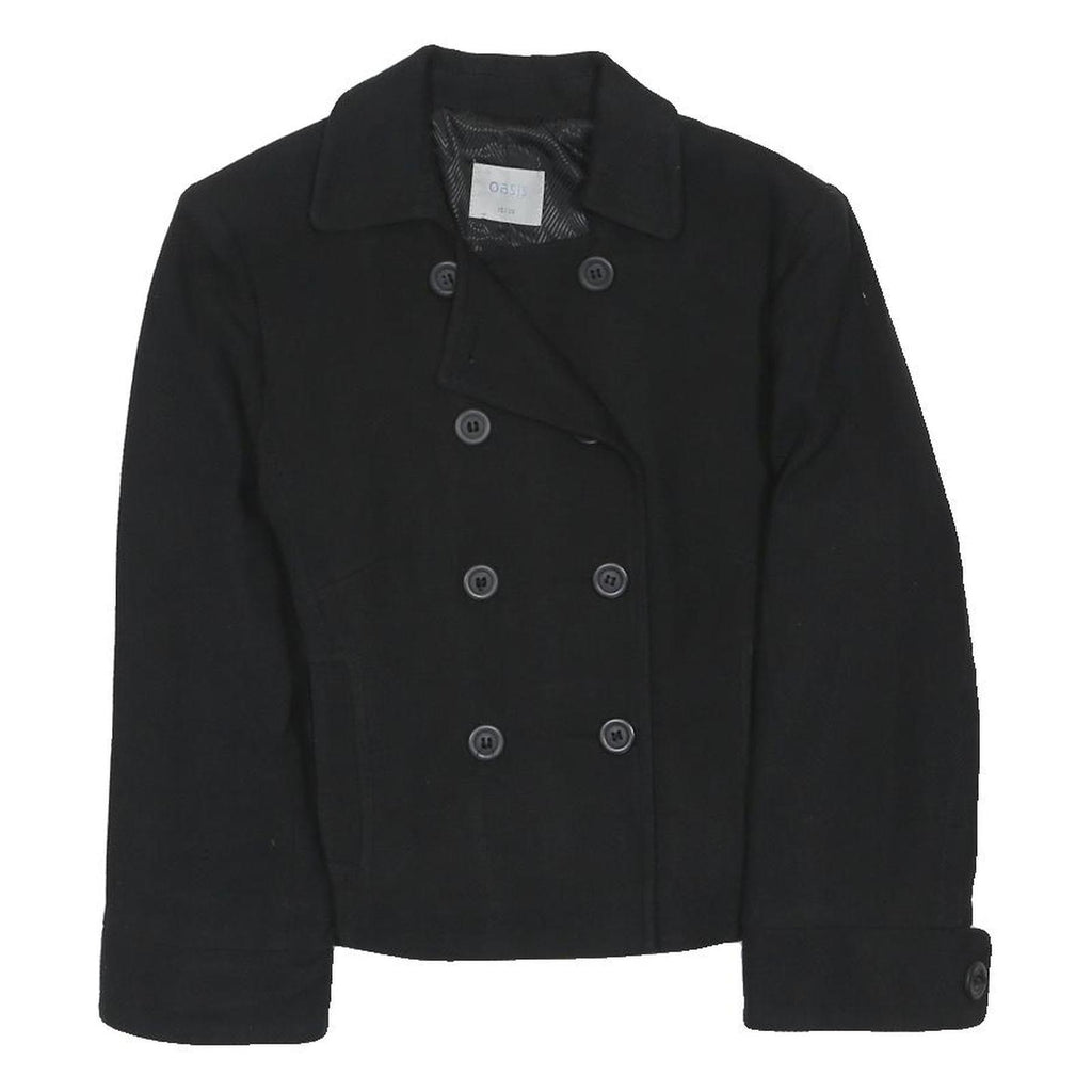 OASIS Womens Black Jacket UK 10 Polyester Blend Button Closure Classic Style
