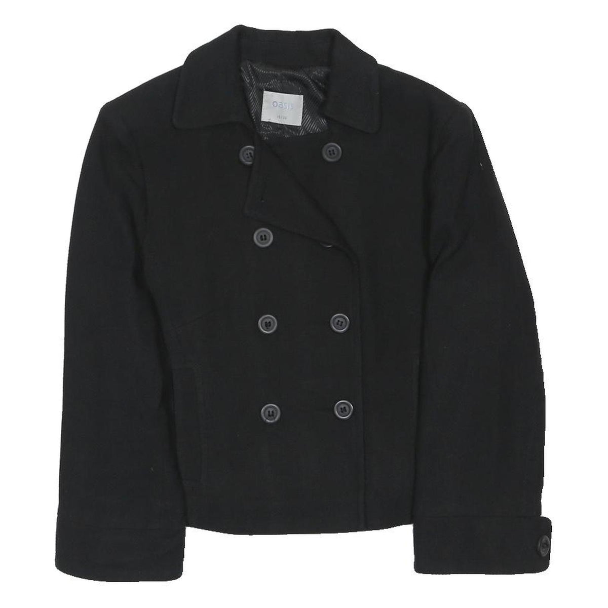 OASIS Womens Black Jacket UK 10 Polyester Blend Button Closure Classic Style
