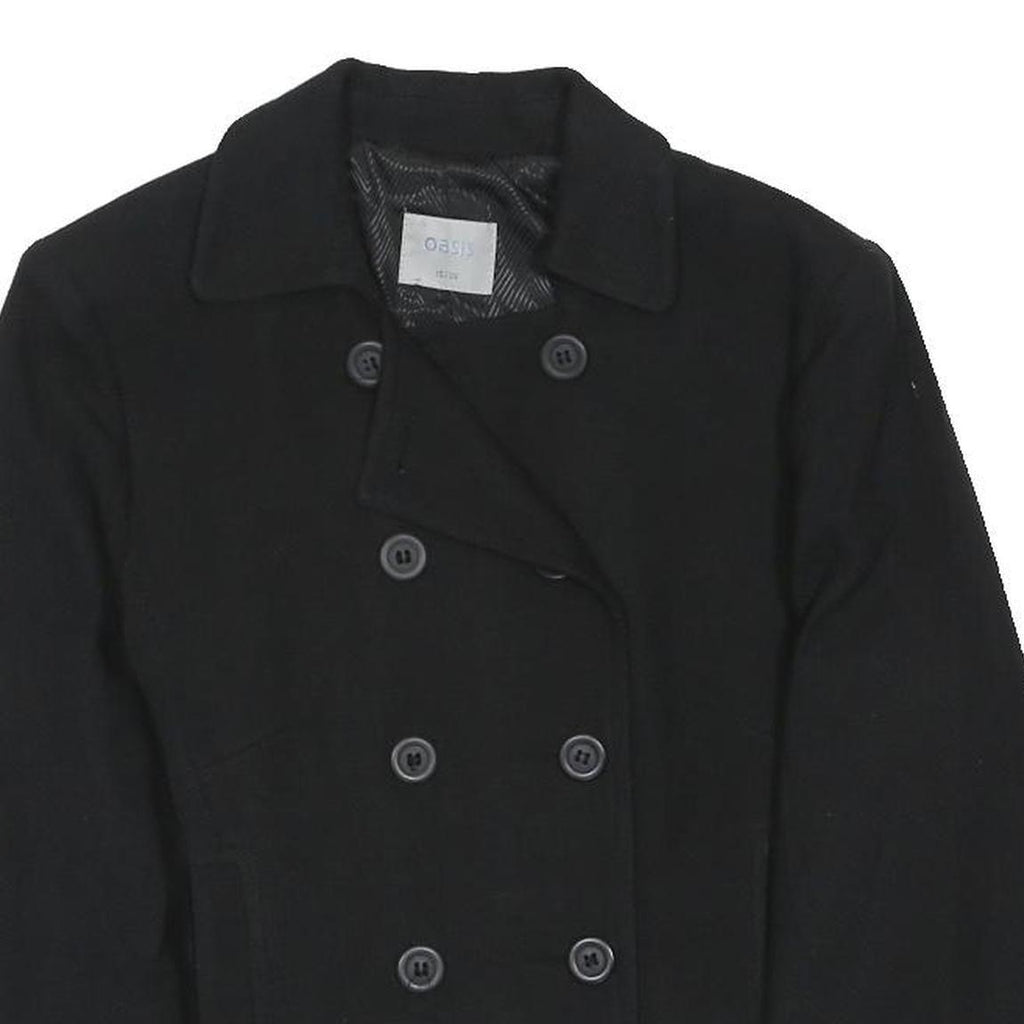 OASIS Womens Black Jacket UK 10 Polyester Blend Button Closure Classic Style