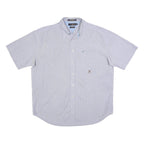 TOMMY HILFIGER Mens Blue & White Checked Shirt XL Classic Cotton Button Shirt