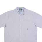 TOMMY HILFIGER Mens Blue & White Checked Shirt XL Classic Cotton Button Shirt