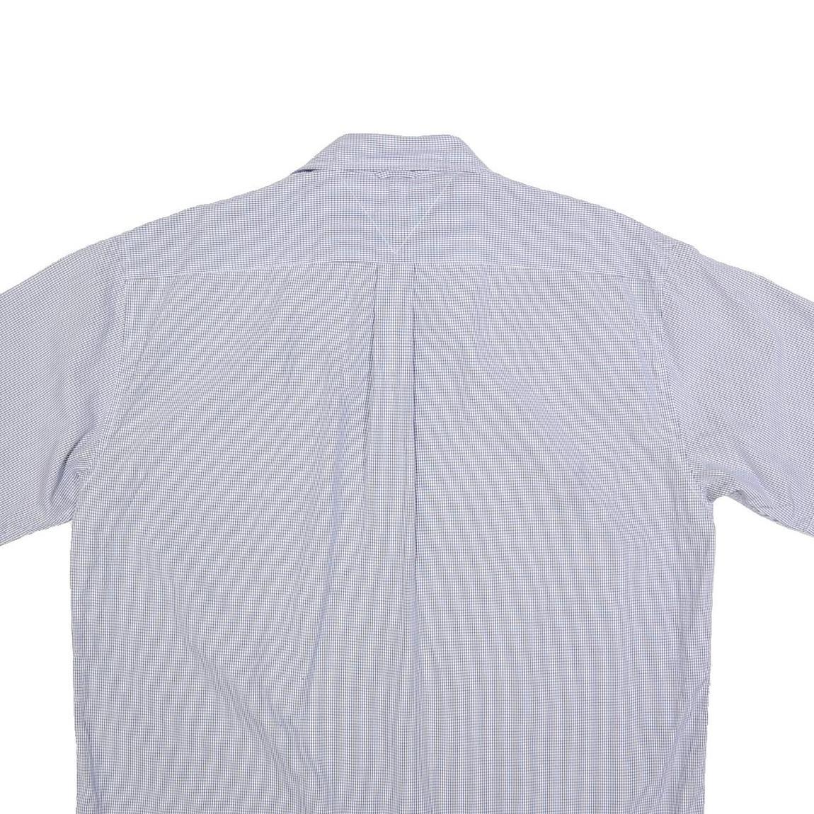 TOMMY HILFIGER Mens Blue & White Checked Shirt XL Classic Cotton Button Shirt