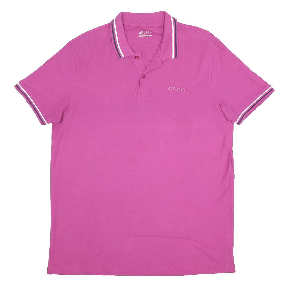 LOTTO Mens Pink Short Sleeve Plain 3XL Cotton Polo Shirt Casual Sportswear