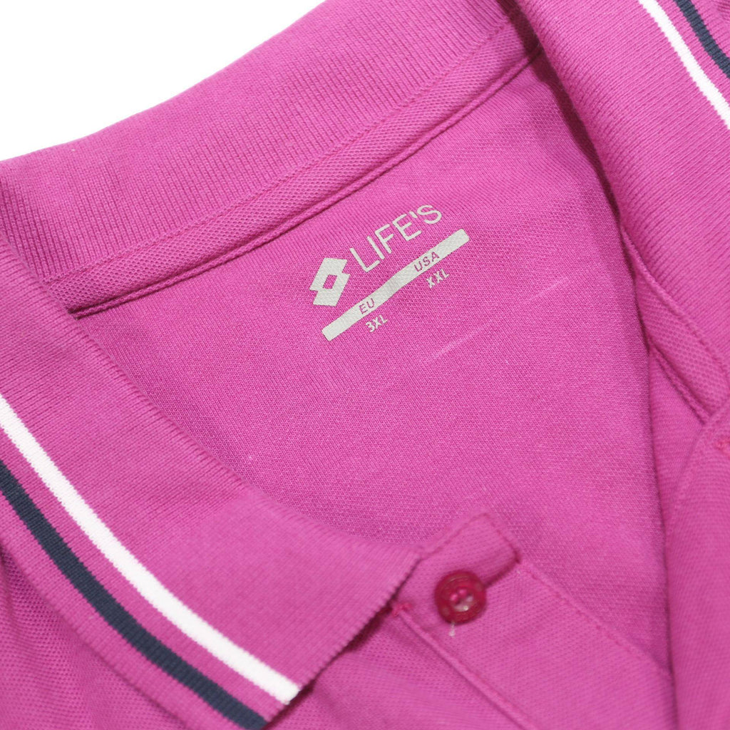 LOTTO Mens Pink Short Sleeve Plain 3XL Cotton Polo Shirt Casual Sportswear