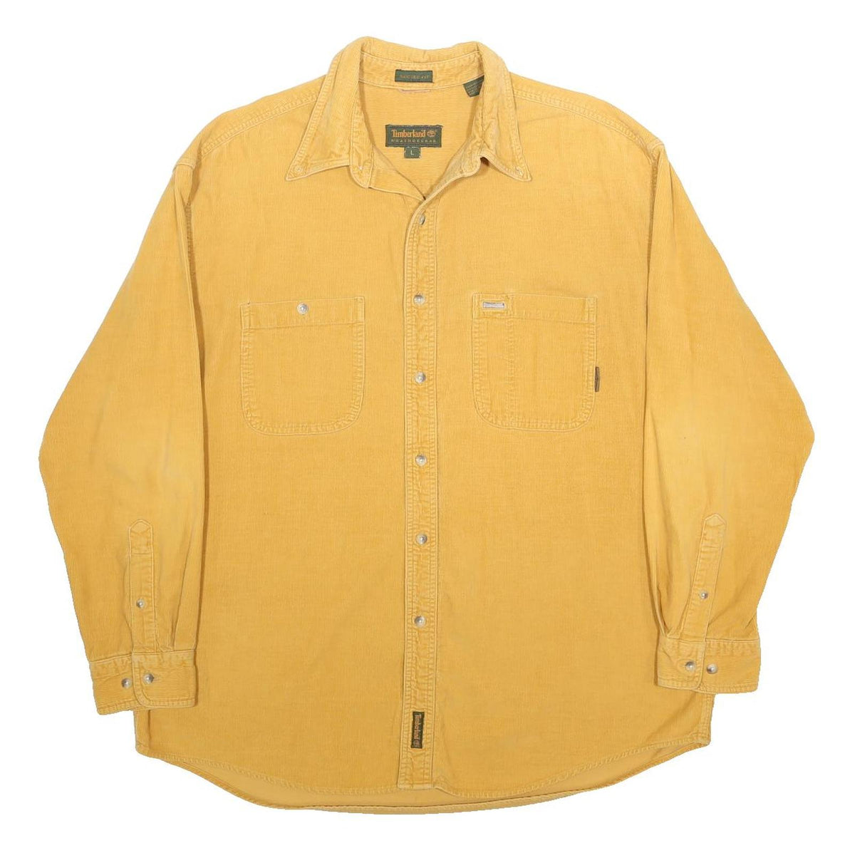TIMBERLAND Mens Yellow Cotton Shirt L Button Front Casual Utility Workwear