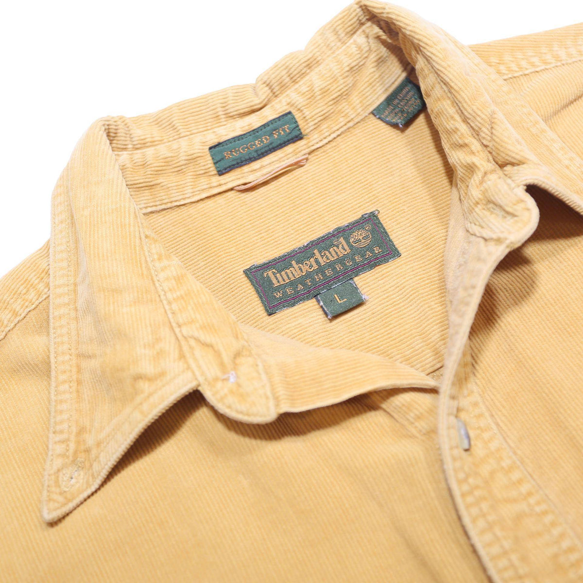 TIMBERLAND Mens Yellow Cotton Shirt L Button Front Casual Utility Workwear