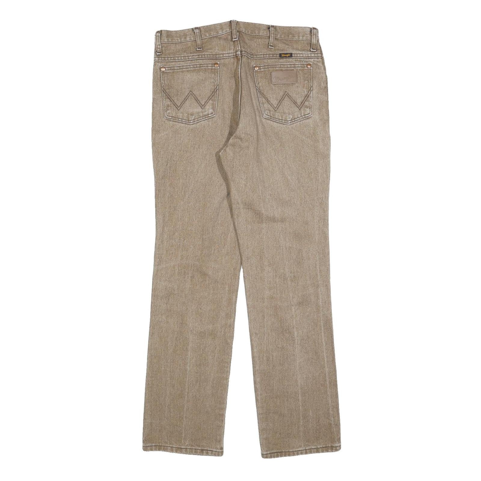 WRANGLER Mens Beige Regular Straight Denim Medium W33 L32 Classic Cotton Blend