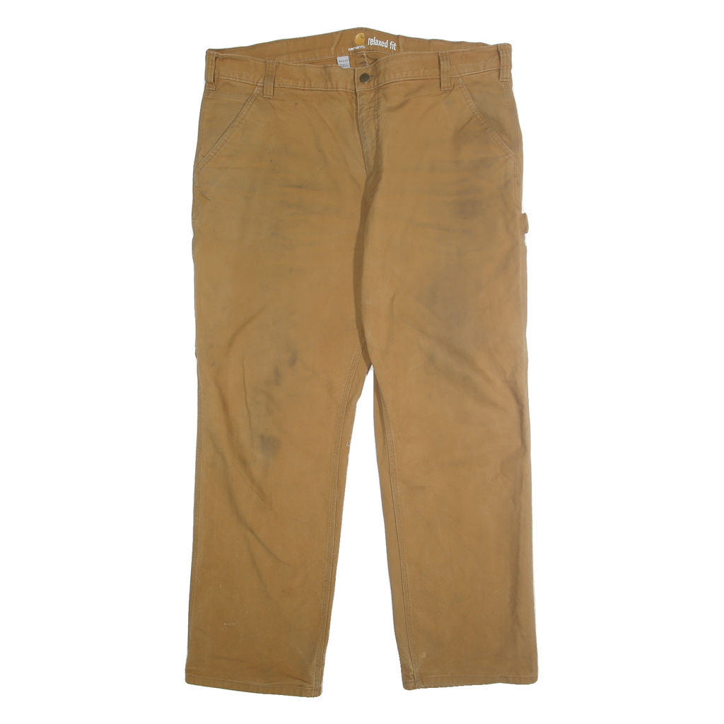 CARHARTT Mens Relaxed Fit Jeans Beige Cotton Blend Zip W40 L32 Workwear Durable