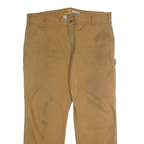 CARHARTT Mens Relaxed Fit Jeans Beige Cotton Blend Zip W40 L32 Workwear Durable