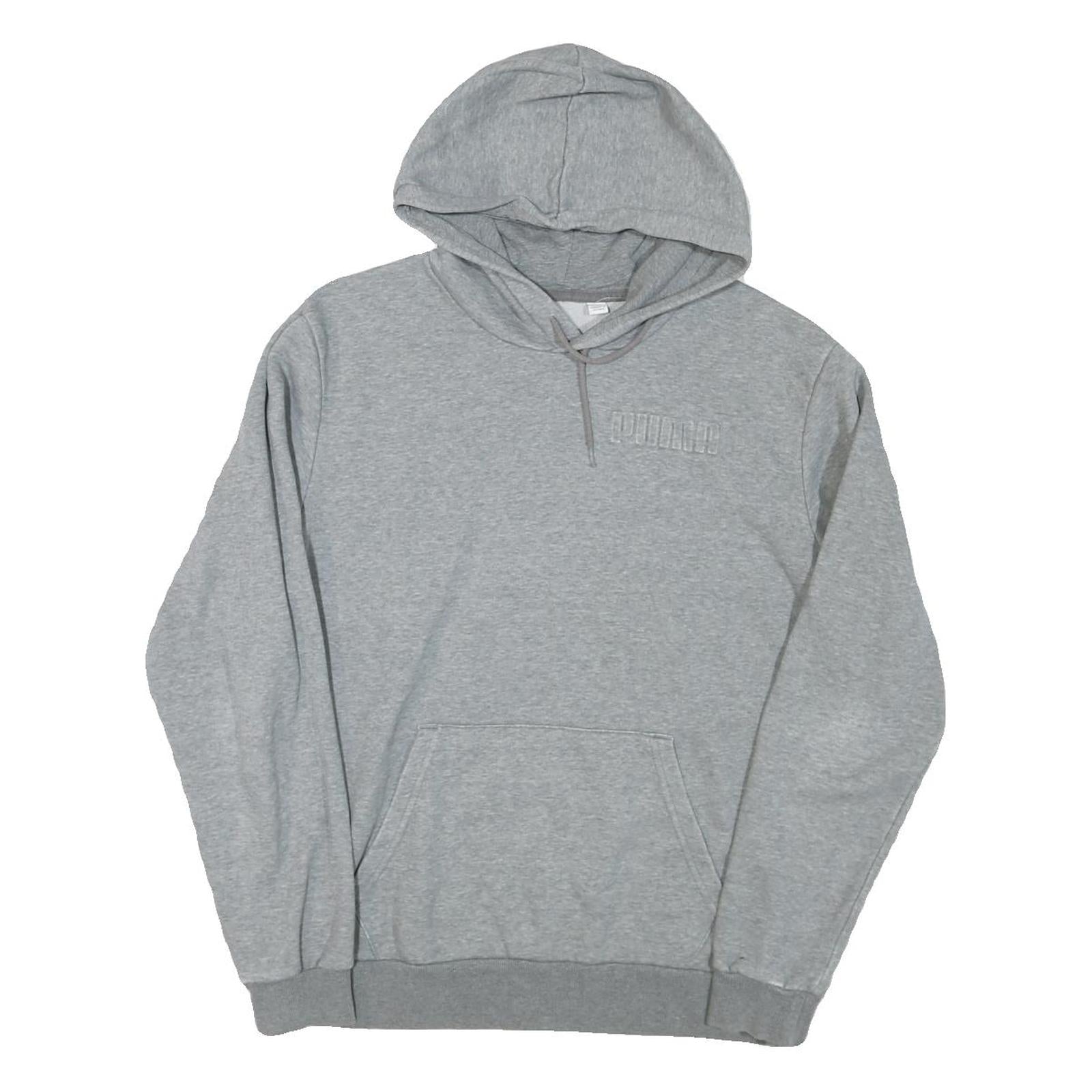 PUMA Mens Grey Hoodie L Cotton Blend Pullover Casual Sweatshirt