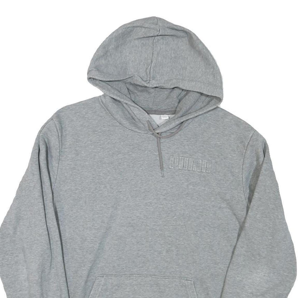 PUMA Mens Grey Hoodie L Cotton Blend Pullover Casual Sweatshirt