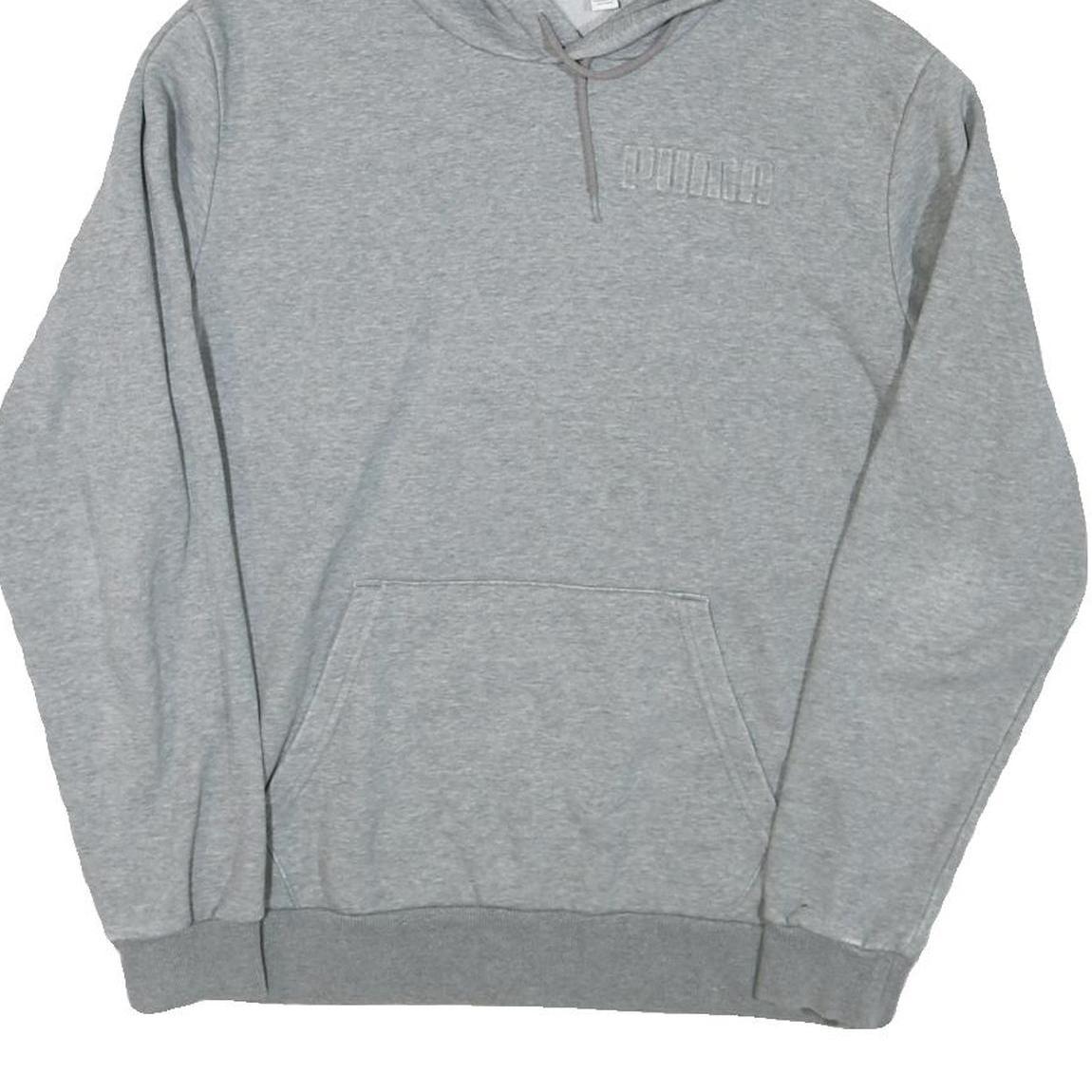 PUMA Mens Grey Hoodie L Cotton Blend Pullover Casual Sweatshirt
