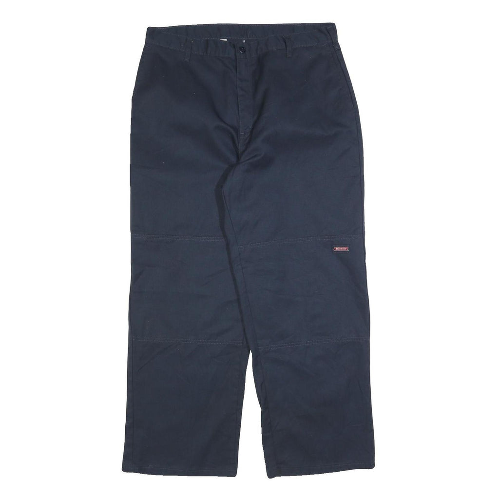 DICKIES Mens Cotton Blend Navy Relaxed Straight Trousers W36 L30 Workwear Zip