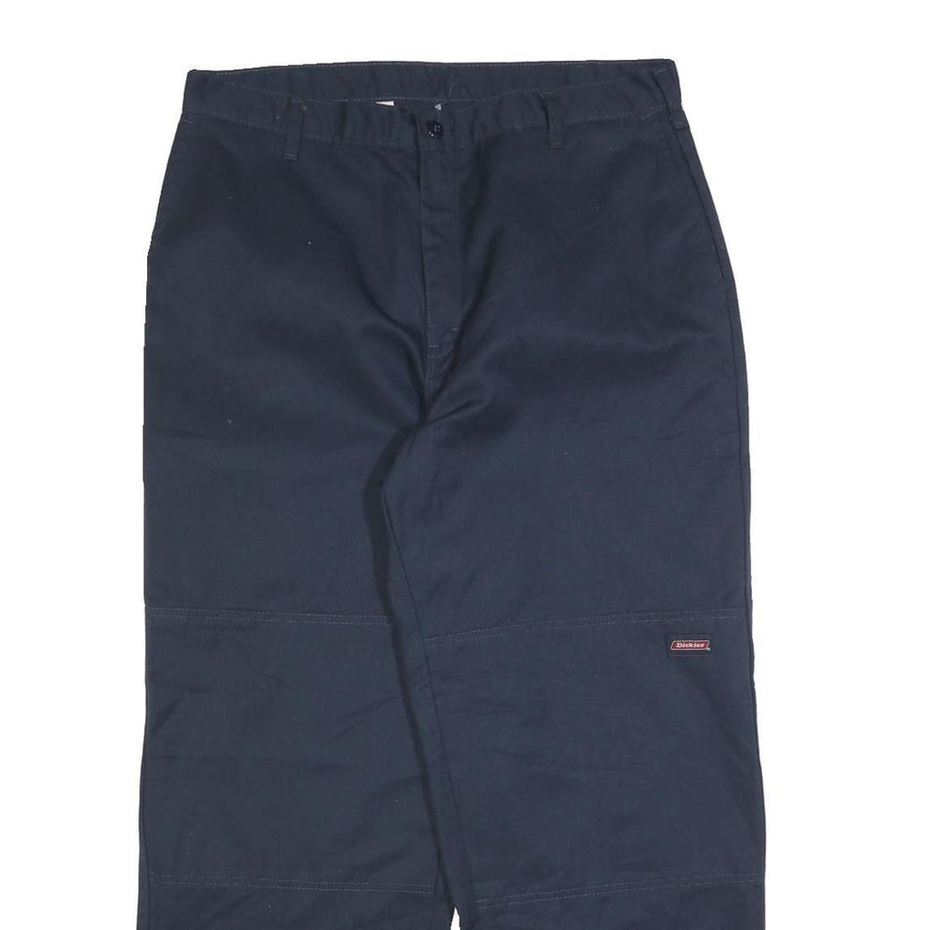 DICKIES Mens Cotton Blend Navy Relaxed Straight Trousers W36 L30 Workwear Zip