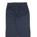 DICKIES Mens Cotton Blend Navy Relaxed Straight Trousers W36 L30 Workwear Zip