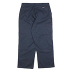DICKIES Mens Cotton Blend Navy Relaxed Straight Trousers W36 L30 Workwear Zip