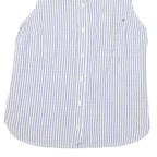 TOMMY HILFIGER Womens Blue White Stripe Sleeveless Shirt M Cotton Blend Casual