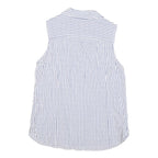 TOMMY HILFIGER Womens Blue White Stripe Sleeveless Shirt M Cotton Blend Casual