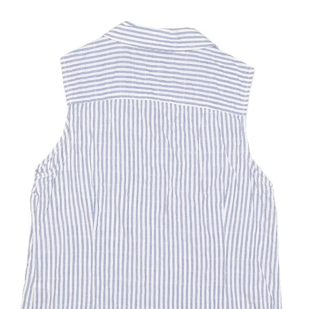 TOMMY HILFIGER Womens Blue White Stripe Sleeveless Shirt M Cotton Blend Casual