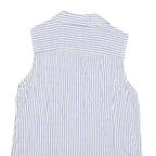 TOMMY HILFIGER Womens Blue White Stripe Sleeveless Shirt M Cotton Blend Casual