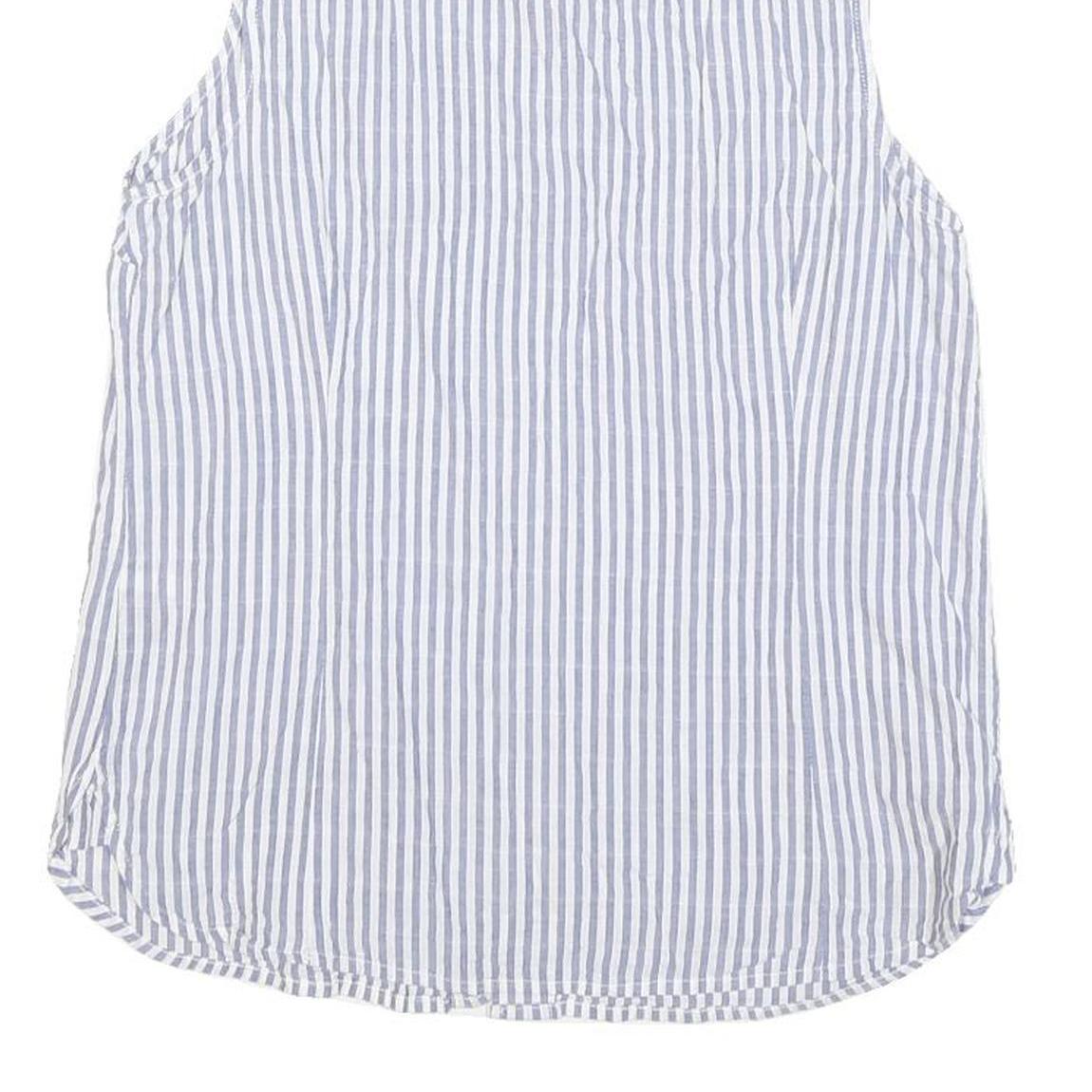 TOMMY HILFIGER Womens Blue White Stripe Sleeveless Shirt M Cotton Blend Casual