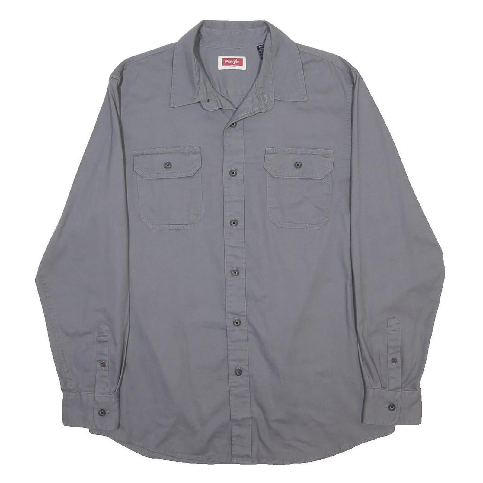 WRANGLER Mens Grey Shirt M Cotton Blend Long Sleeve Casual Workwear