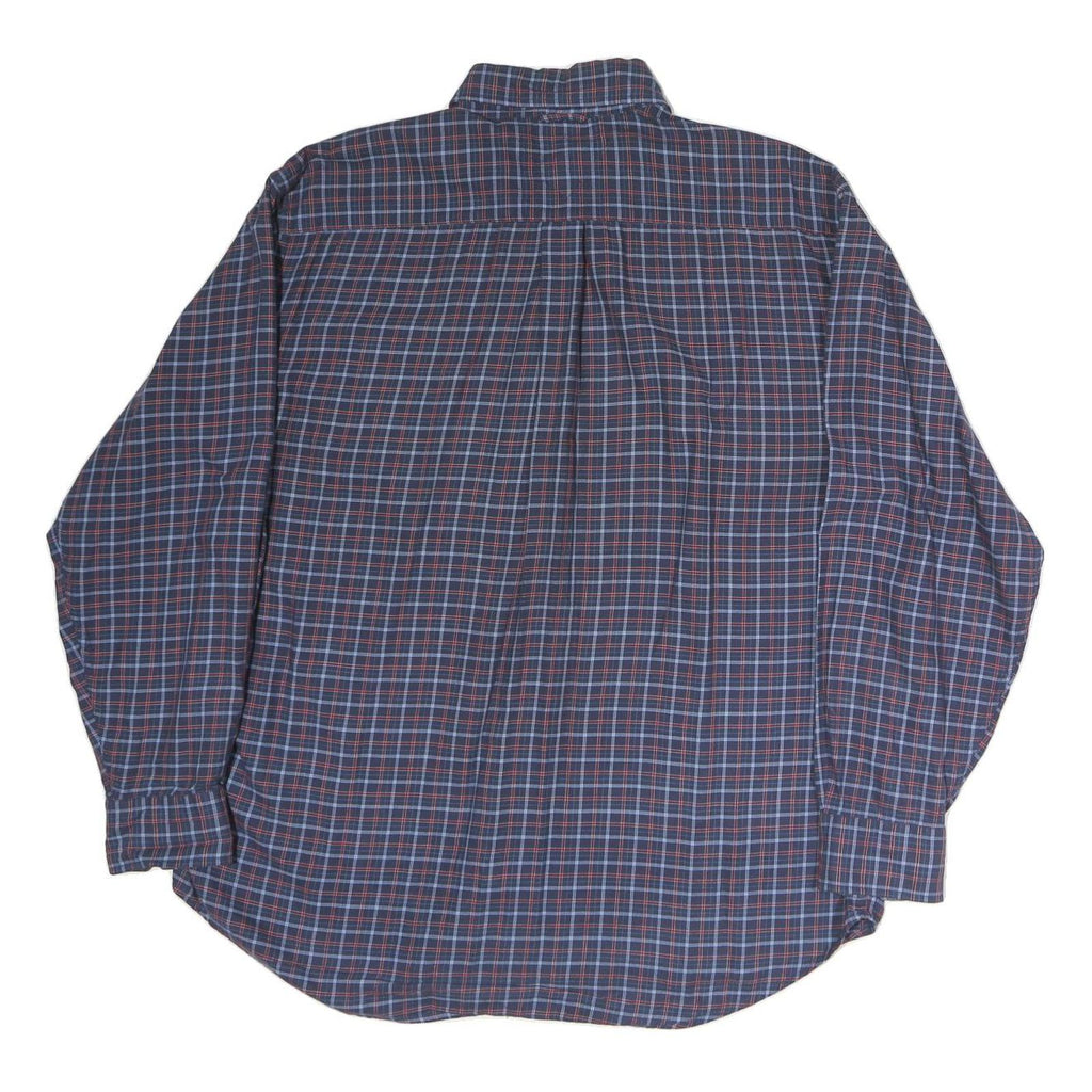TOMMY HILFIGER Mens Blue Check Shirt L Long Sleeve Cotton Classic Fit Button