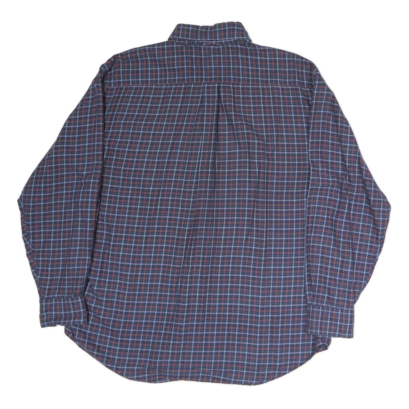 TOMMY HILFIGER Mens Blue Check Shirt L Long Sleeve Cotton Classic Fit Button