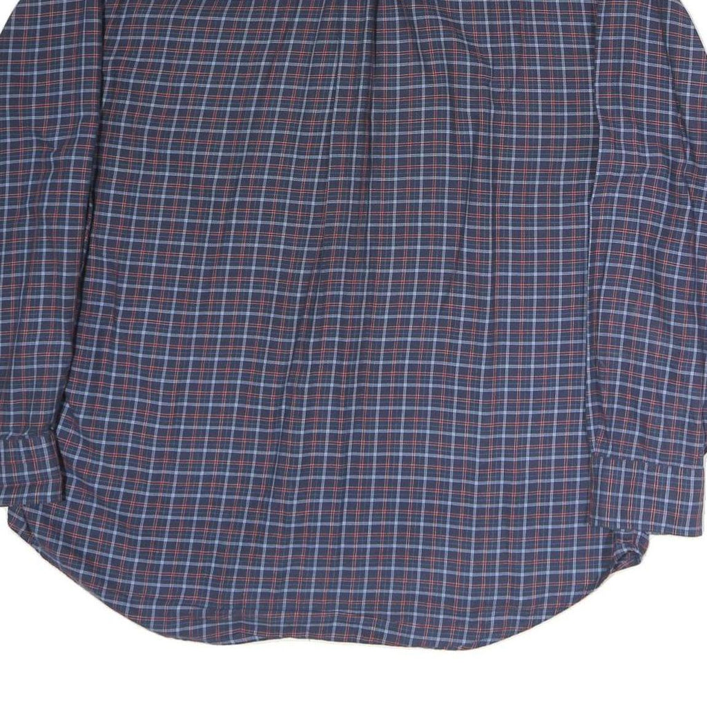 TOMMY HILFIGER Mens Blue Check Shirt L Long Sleeve Cotton Classic Fit Button