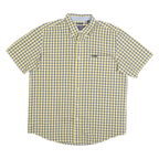CHAPS Mens Yellow & Blue Checked Cotton Blend Shirt L Button Down Pocket