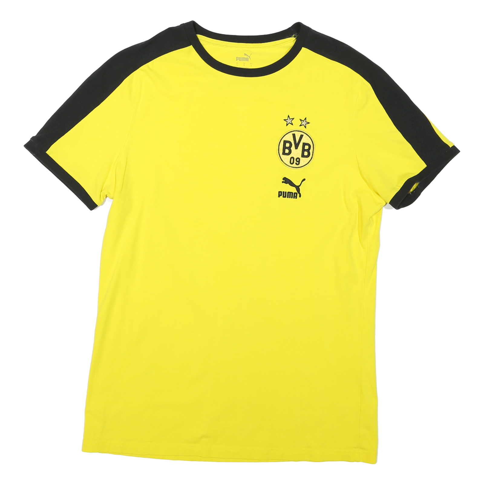 PUMA Mens Yellow & Black BVB 09 Graphic T-Shirt L Short Sleeve Crew Neck