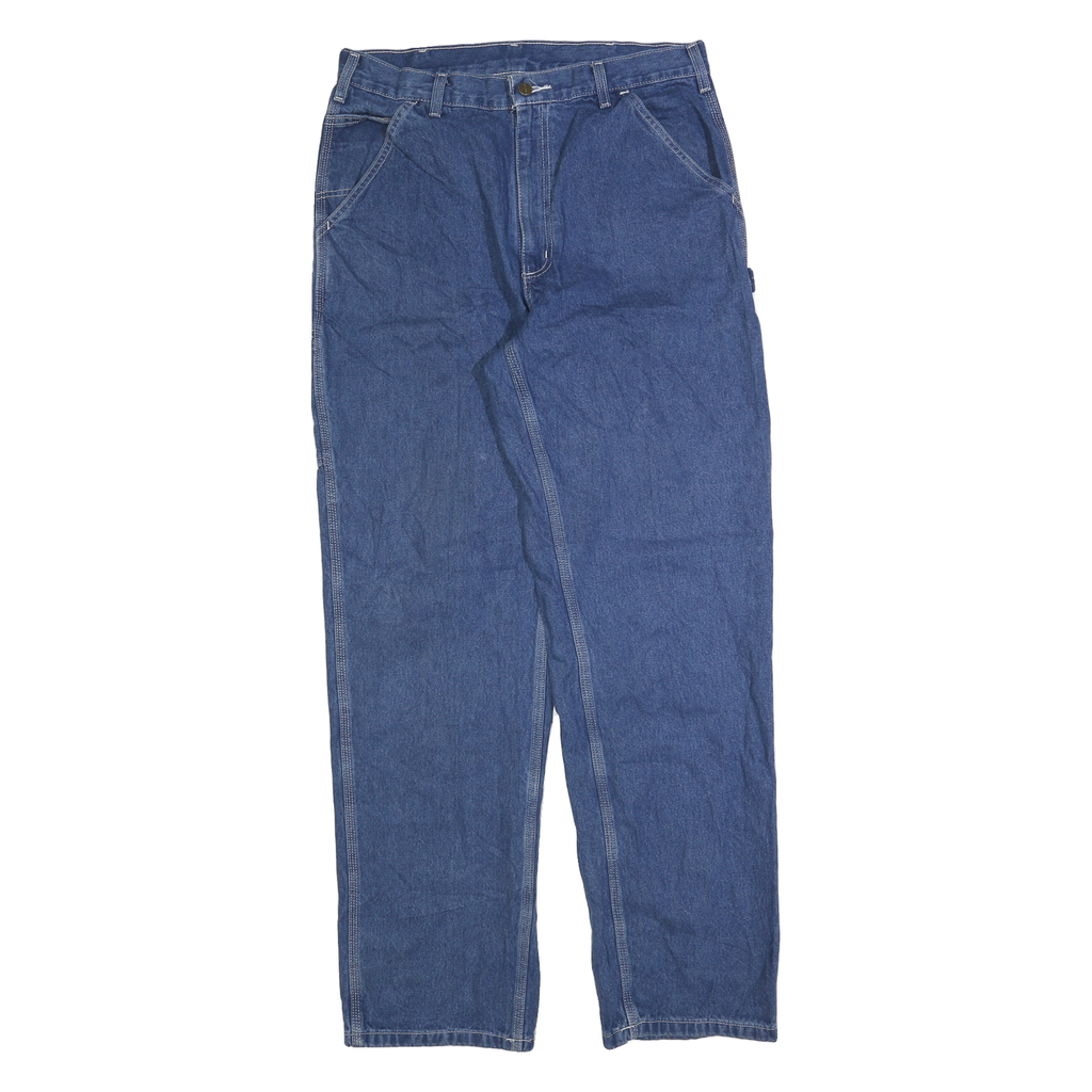 CARHARTT Mens Blue Regular Fit Denim Jeans W34 L34 Workwear Zip Closure