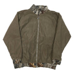 Mens Brown Reversible Synthetic Zip Jacket XL Plain Outerwear